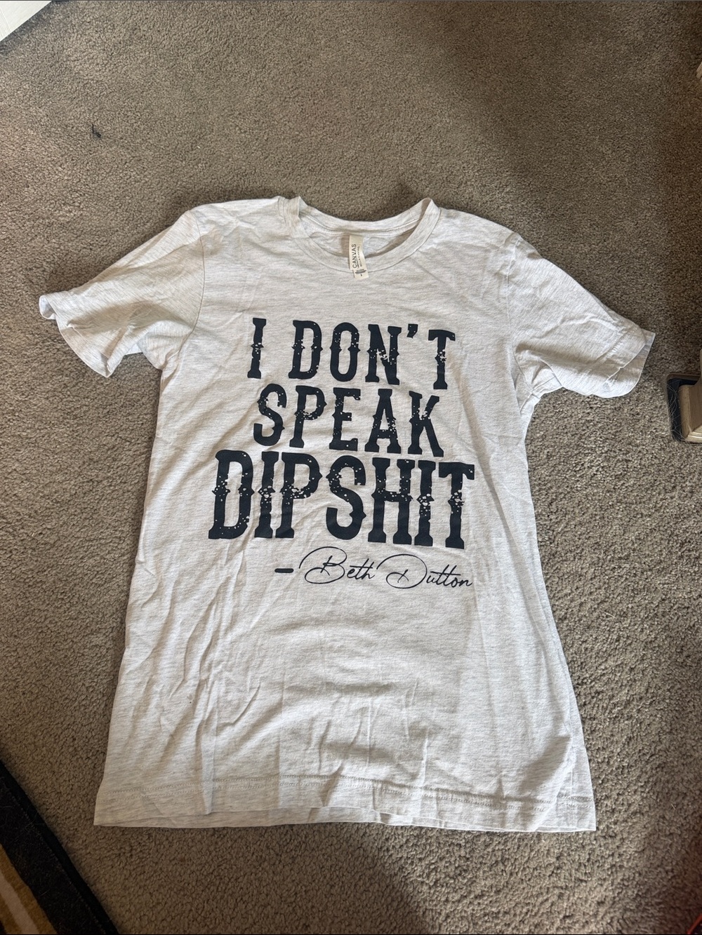 Graphic Tee "I Don't Speak Dipshit" in Heather White